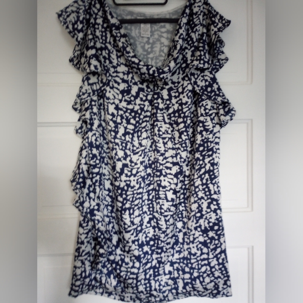 Navy/white print mini dress or long top